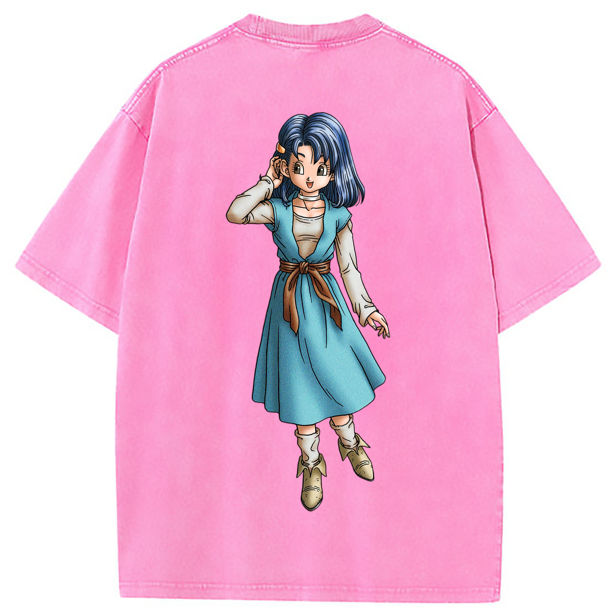 （画像用） ドラゴンクエスト Doragon Kuesuto Dragon Quest 綿100% ヴィンテージ風 半袖Tシャツ（背面プリント）